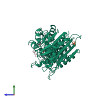 PDB entry 1lam coloured by chain, side view.