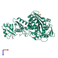 PDB entry 1lam coloured by chain, top view.