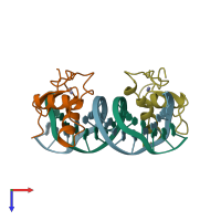 PDB entry 1lat coloured by chain, top view.