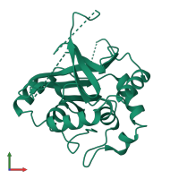 PDB entry 1lay coloured by chain, front view.