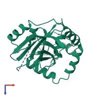 PDB entry 1lay coloured by chain, top view.