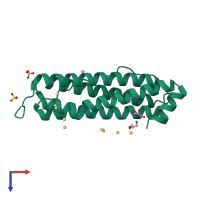 PDB entry 1lb3 coloured by chain, top view.