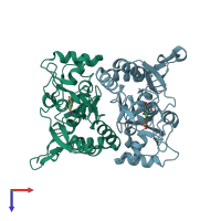PDB entry 1lb9 coloured by chain, top view.