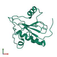 Monomeric assembly 1 of PDB entry 1lba coloured by chemically distinct molecules, front view.