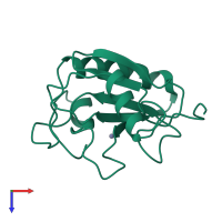 PDB entry 1lba coloured by chain, top view.