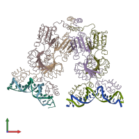 PDB entry 1lbg coloured by chain, front view.