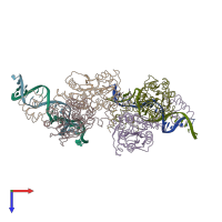 PDB entry 1lbg coloured by chain, top view.