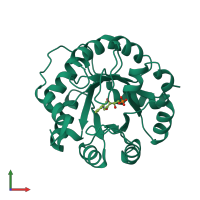 PDB entry 1lbl coloured by chain, front view.