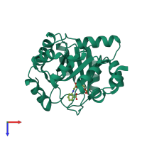 PDB entry 1lbl coloured by chain, top view.