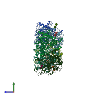 PDB entry 1lbs coloured by chain, side view.