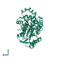 PDB entry 1lc7 coloured by chain, side view.