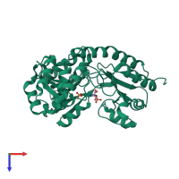 PDB entry 1lc7 coloured by chain, top view.