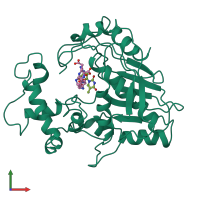 PDB entry 1lcb coloured by chain, front view.