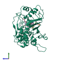 PDB entry 1lcb coloured by chain, side view.