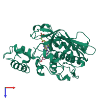 PDB entry 1lce coloured by chain, top view.