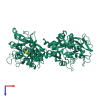 PDB entry 1lcf coloured by chain, top view.