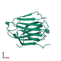 PDB entry 1lcl coloured by chain, front view.