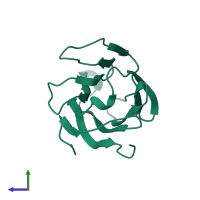 PDB entry 1lcl coloured by chain, side view.