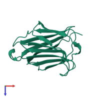 PDB entry 1lcl coloured by chain, top view.