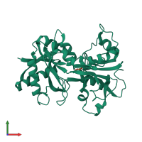 PDB entry 1lct coloured by chain, front view.