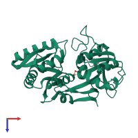 PDB entry 1lct coloured by chain, top view.