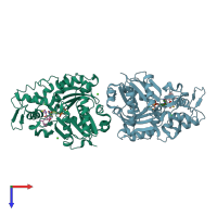 PDB entry 1lcu coloured by chain, top view.