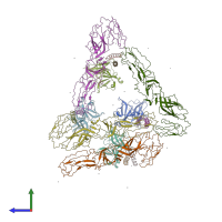 PDB entry 1ld4 coloured by chain, side view.