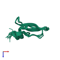 PDB entry 1ld5 coloured by chain, ensemble of 10 models, top view.