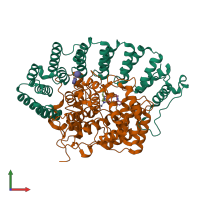 PDB entry 1ld7 coloured by chain, front view.