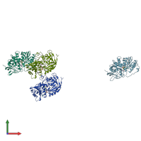 PDB entry 1lde coloured by chain, front view.