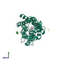 PDB entry 1ldf coloured by chain, side view.