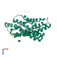 PDB entry 1ldf coloured by chain, top view.