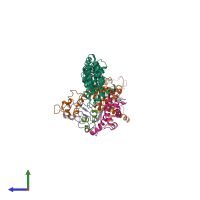Hetero pentameric assembly 1 of PDB entry 1ldk coloured by chemically distinct molecules, side view.