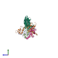 PDB entry 1ldk coloured by chain, side view.