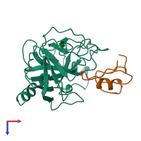 PDB entry 1ldt coloured by chain, top view.