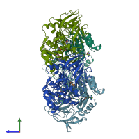PDB entry 1ldy coloured by chain, side view.