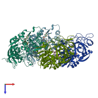 PDB entry 1ldy coloured by chain, top view.
