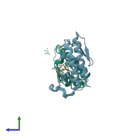 PDB entry 1le7 coloured by chain, side view.