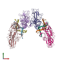 PDB entry 1le9 coloured by chain, front view.