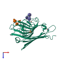 PDB entry 1led coloured by chain, top view.