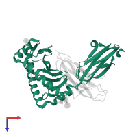 H-2 class I histocompatibility antigen, K-B alpha chain in PDB entry 1lek, assembly 1, top view.