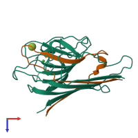 PDB entry 1lem coloured by chain, top view.