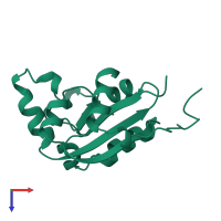 PDB entry 1leo coloured by chain, top view.