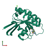 PDB entry 1lf0 coloured by chain, front view.