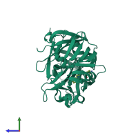 PDB entry 1lf2 coloured by chain, side view.