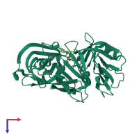 PDB entry 1lf2 coloured by chain, top view.