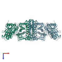 PDB entry 1lf6 coloured by chain, top view.