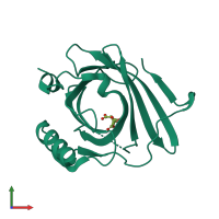 PDB entry 1lf7 coloured by chain, front view.