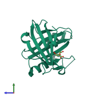 PDB entry 1lf7 coloured by chain, side view.