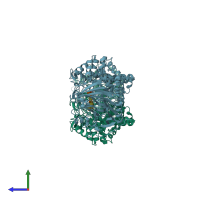 PDB entry 1lf9 coloured by chain, side view.